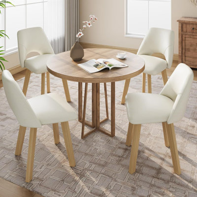 Set of 6 PU Leather Dining Chairs, Upholstered Kitchen Chairs with Sturdy Wood Frame, Padded Seat, Armless Side Chairs for Dining Room Kitchen