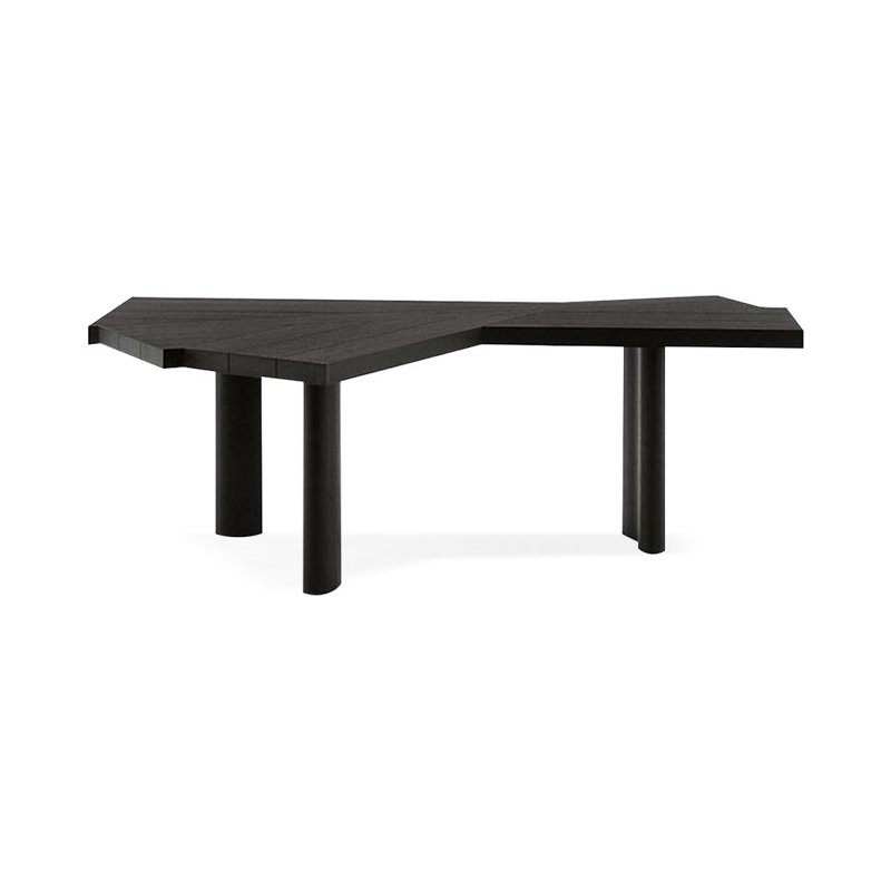 Bureau créatif en bois massif noir, H 29,53 po x l 62,99 po x P 35,43 po