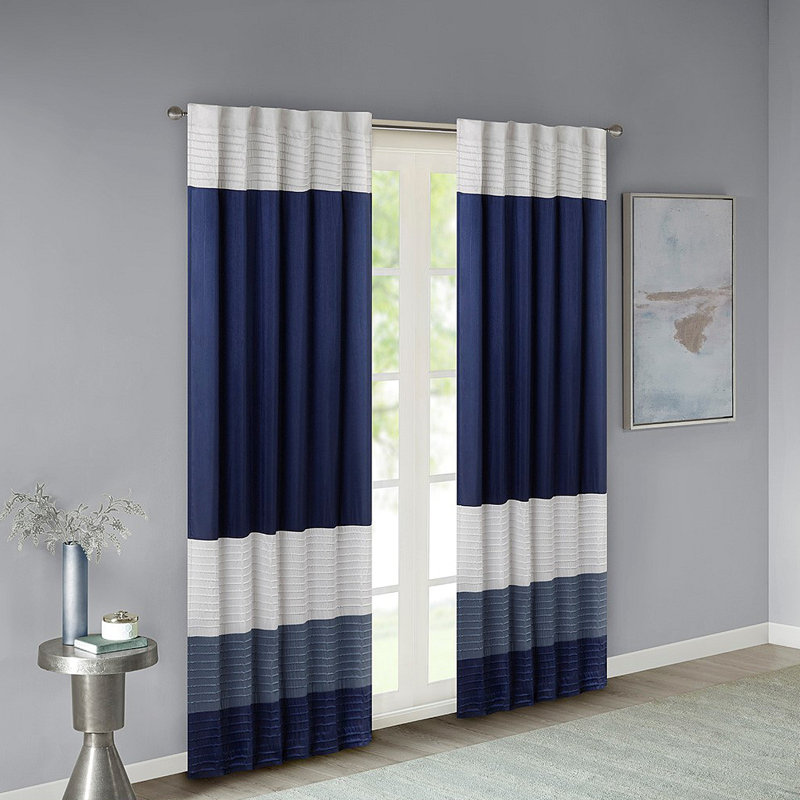 Polyoni Pintuck Curtain Panel(Only 1 Pc Panel), Orange Multi