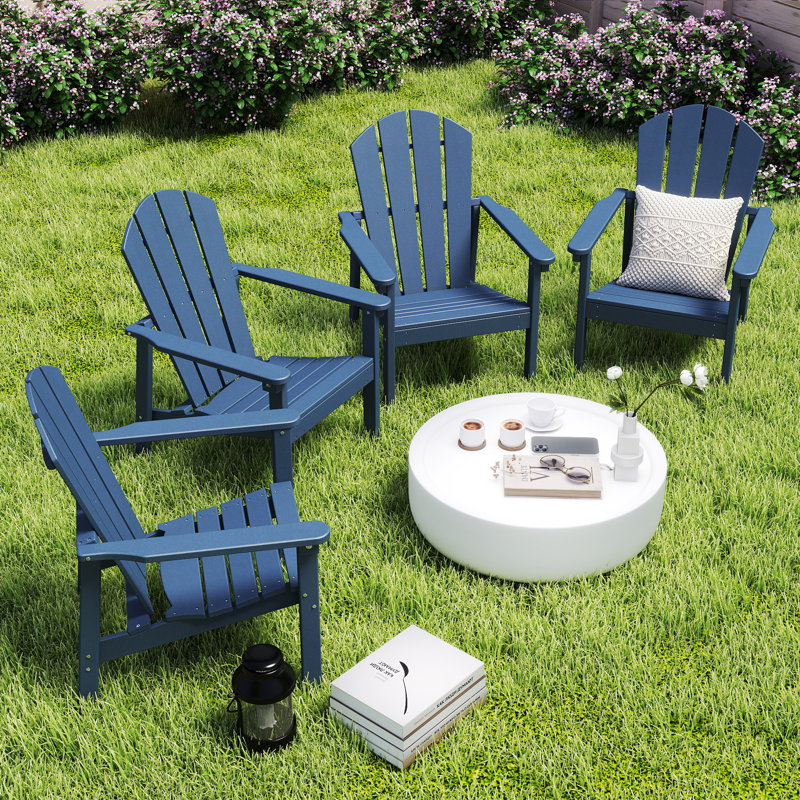 Abdinour Outdoor Adirondack Set, Navy