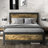 Marla Rivet Metal Frame Platform Bed with Industrial-Inspired Style Headboard -631690026-579247694