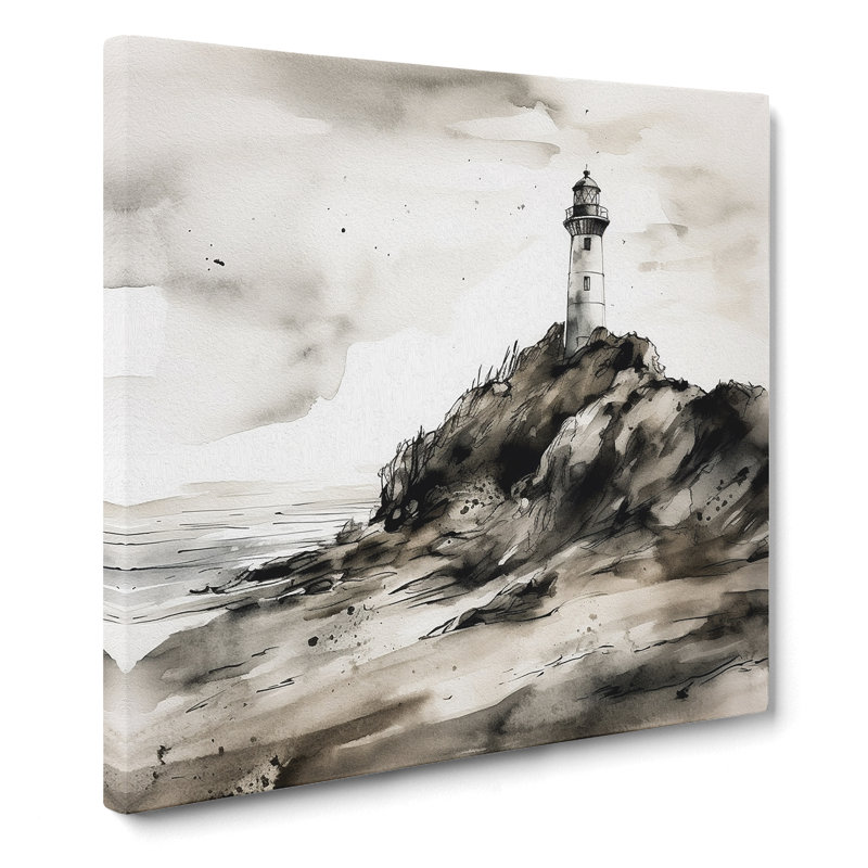 Lighthouse Ink Wash - Wrapped Canvas, 50cm H x 50cm W