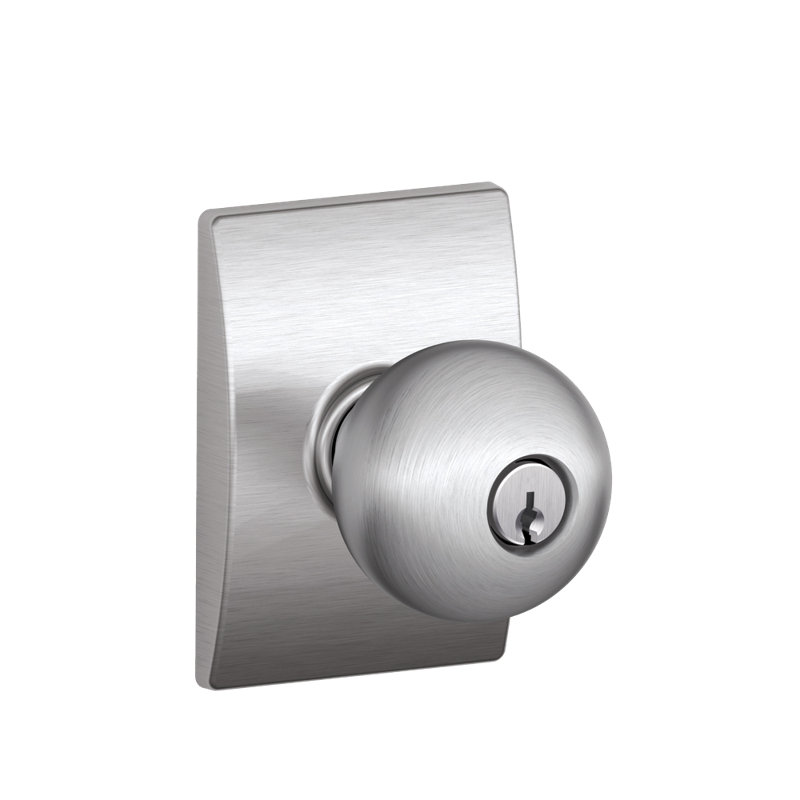 Orbit Knob with Century Trim Keyed Entry Lock, Satin Chrome