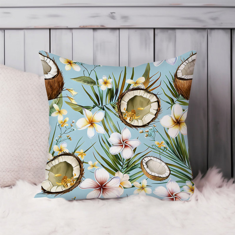 Coconuts Pattern XVI Tropical Throw Pillow Cover, Square 18"