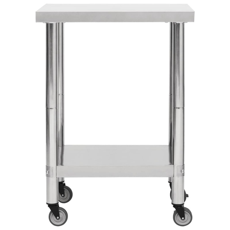 Kitchen Work Table Hotel Prep Work Table with Wheels Stainless Steel