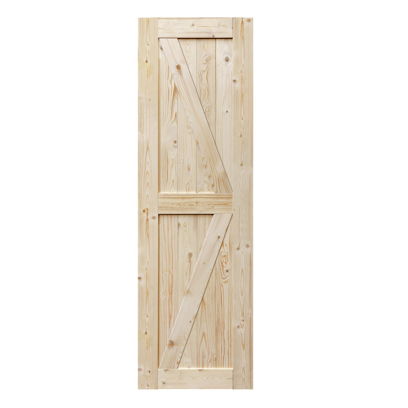Porte de grange de 20 à 60 po avec porte de grange britannique sans finition / style moderne / bois massif / assemblage simple requis / sans quincaillerie coulissante 