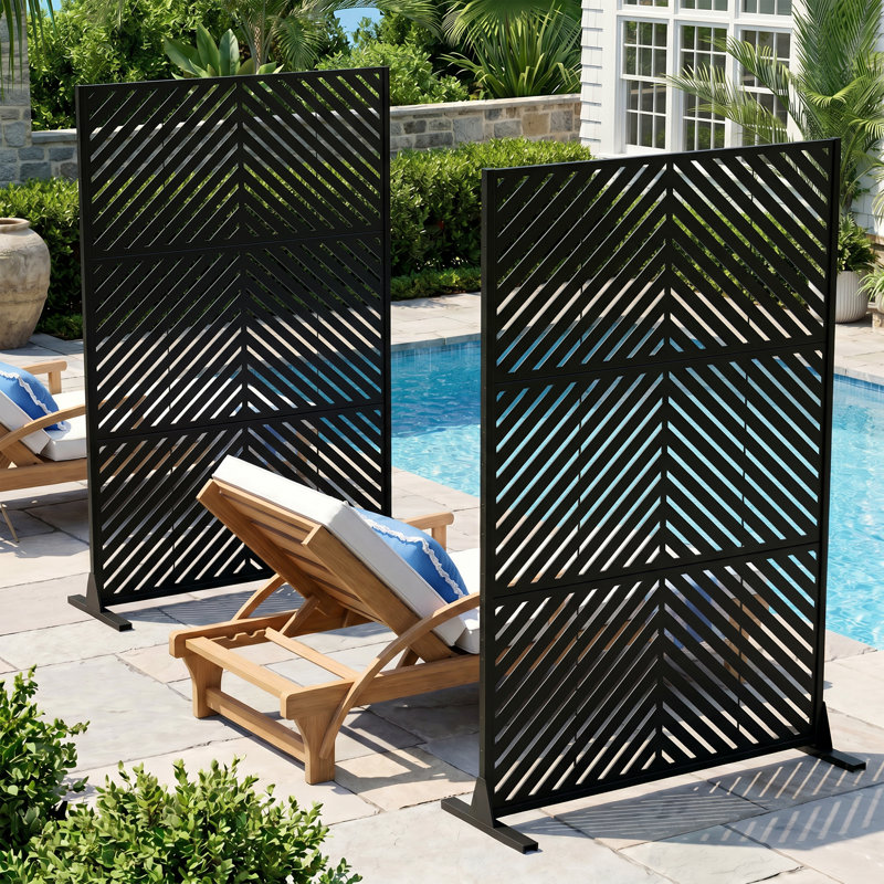 Panneau de clôture de jardin autoportant en métal H 6 pi x l 4 pi, Black