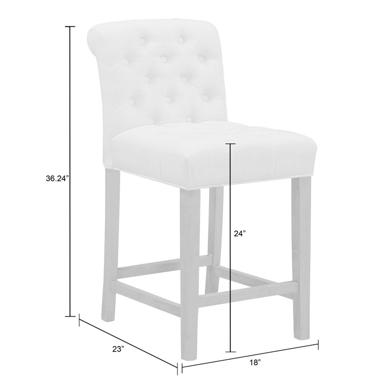 Cirencester Upholstered Counter Stool, Gray, Counter Stool (24" Seat Height)