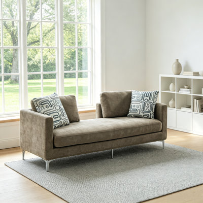 77.5''W Modern Chenille Chaise Lounge with Deep Seat, Solid Wood Composite Frame, Oversized Upholstered Lounge Chair with Lumbar Pillow
