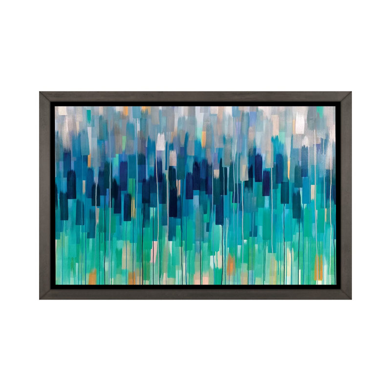 «Sky Lights» par Rashelle Roos - impression d'art graphique, H 40 po x l 60 po x 1,5 po, Cadre flottant gris