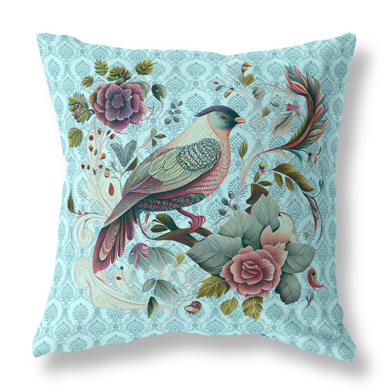 Coussin Songbird, H 16 po x l 16 po, Bleu