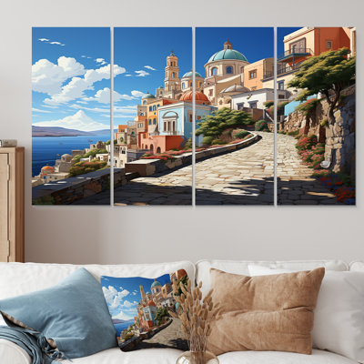 «Italian Coastal Village I - Landscape Italy», ensemble de 4 pièces d'art mural