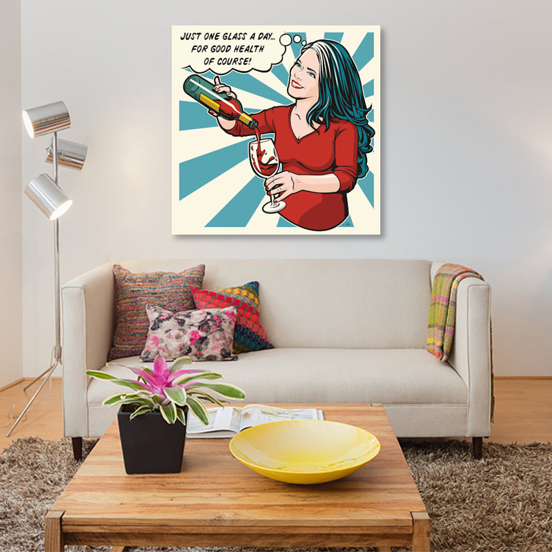 «One Glass a Day», impression sur toile, H 12 po x l 12 po x P 1,5 po, Toile tendue, Pas de tapis