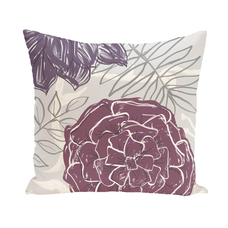 Flower Power Floral Reversible Throw Pillow, 18" H x 18" W, Purple / Purple