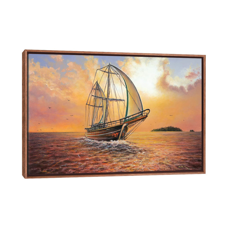 Just Passing by ColorByFeliks - Print on Canvas, 101.6 cm H x 66.04 cm W, Classic Brown Wood Framed