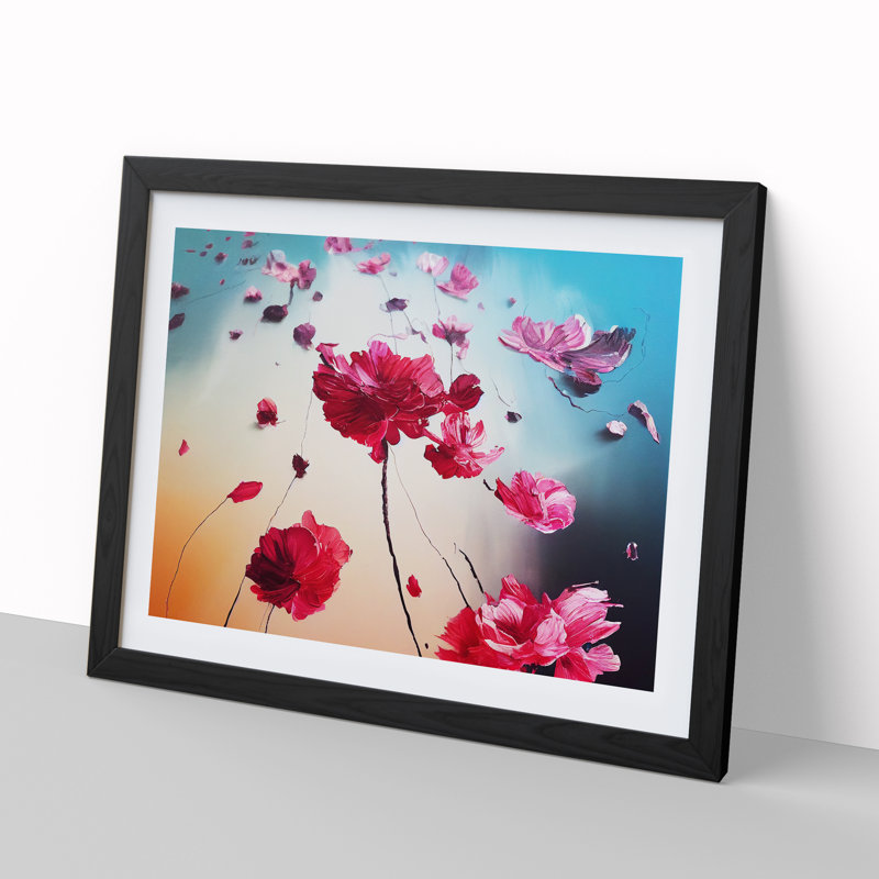 Ethereal Modern Flowers - Framed Print, Black, 46cm H x 64cm W x 2cm D