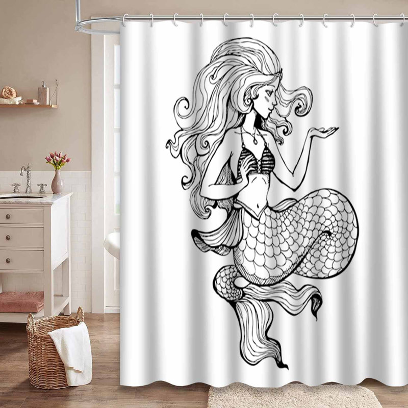 Rideau de douche bleu imperméable, rideaux de douche pour la salle de bain avec 12 crochets, 72" L x 78" W