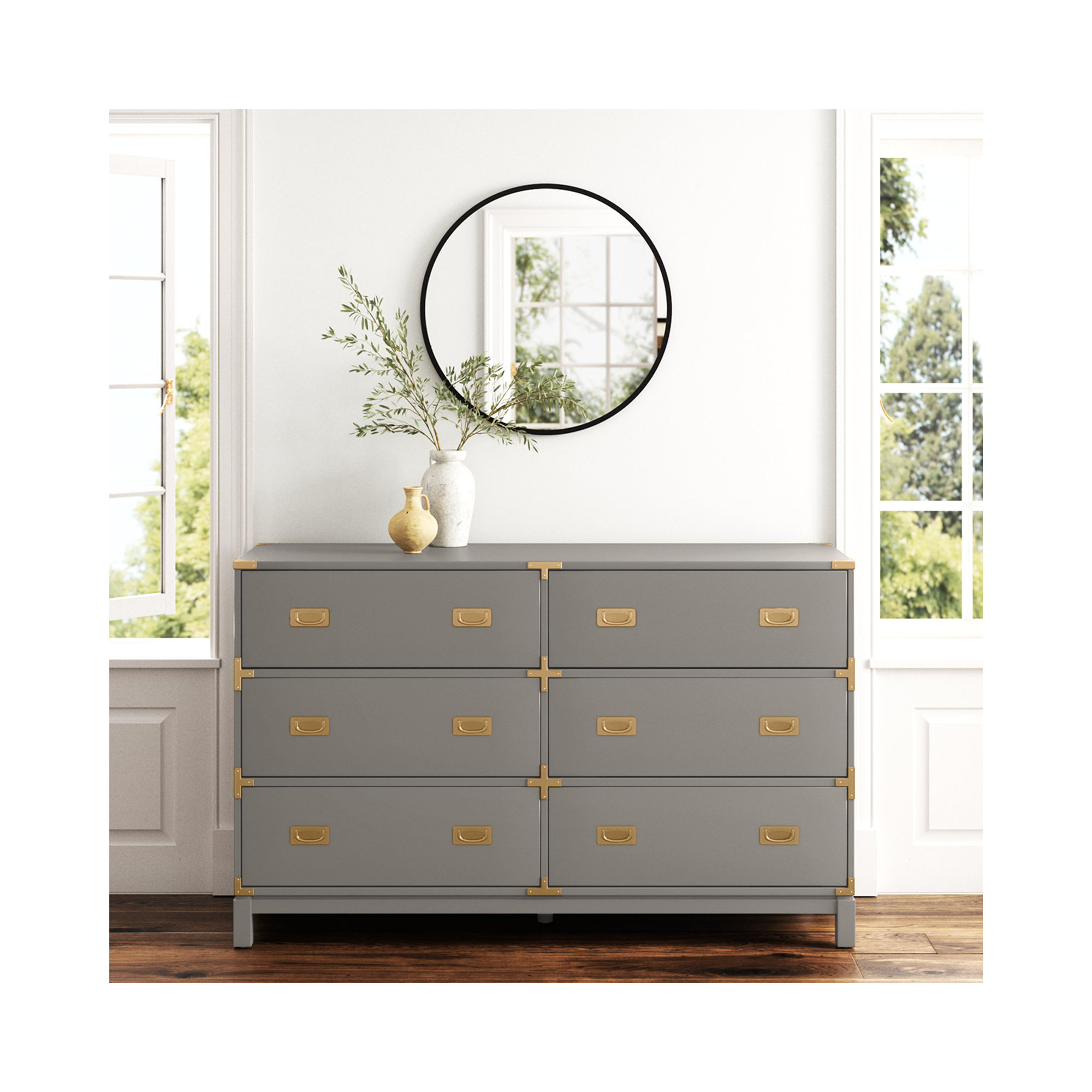Dania 6-Drawer Dresser, Gray