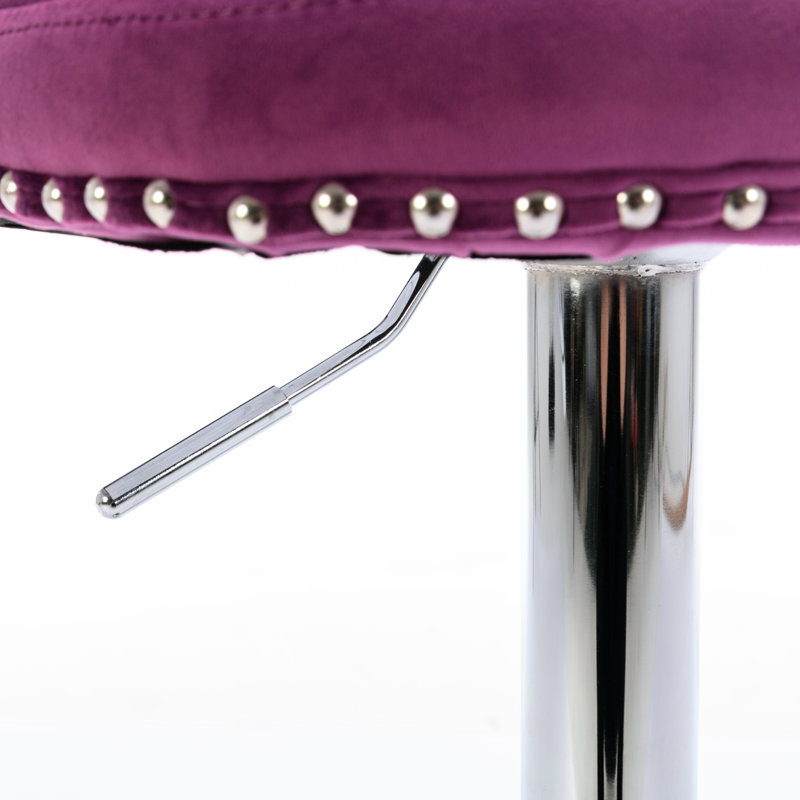25 - 33 pouces de hauteur de siège réglable, matériau de velours, base, support de dossier, mauve, de 2 pour velours de cuisine de pub à la maison, îlot 2 pièces