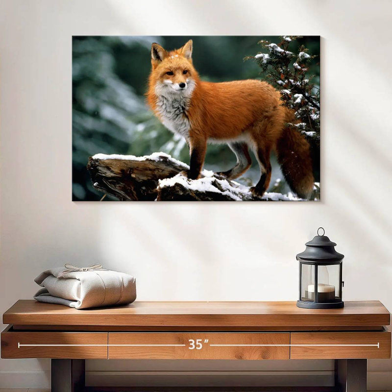 Furry Winter Fox, 16" H x 24" W