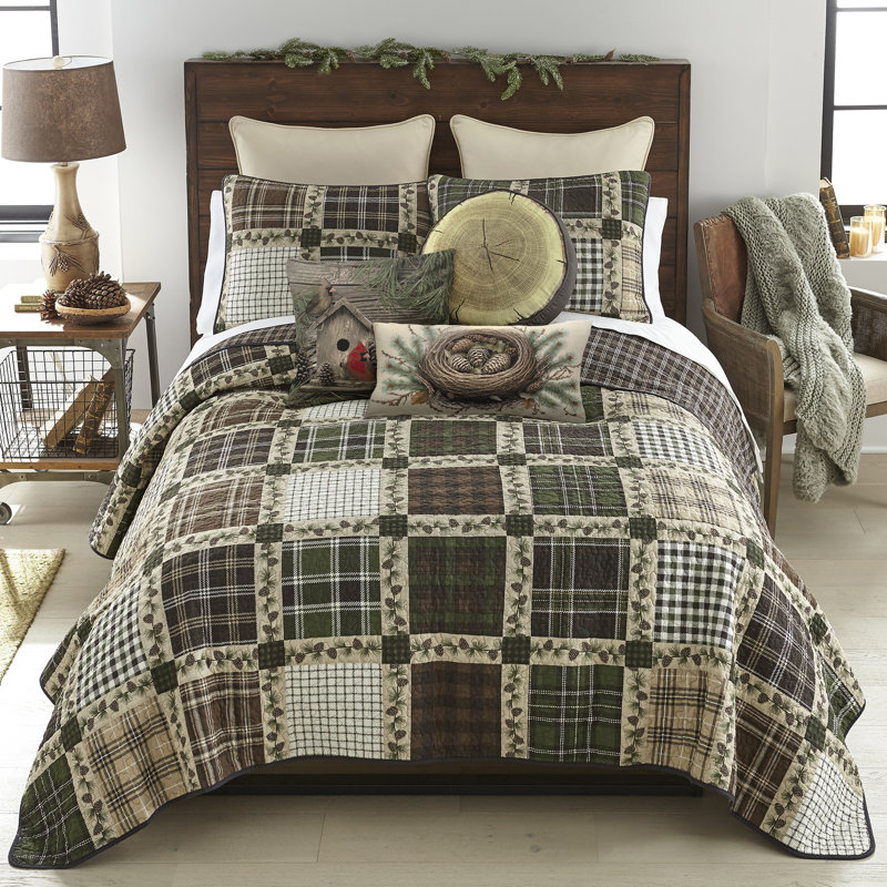 Ensemble de courtepointe en coton 3 pièces Donna, Courtepointe grand + 2 couvre-oreillers standard
