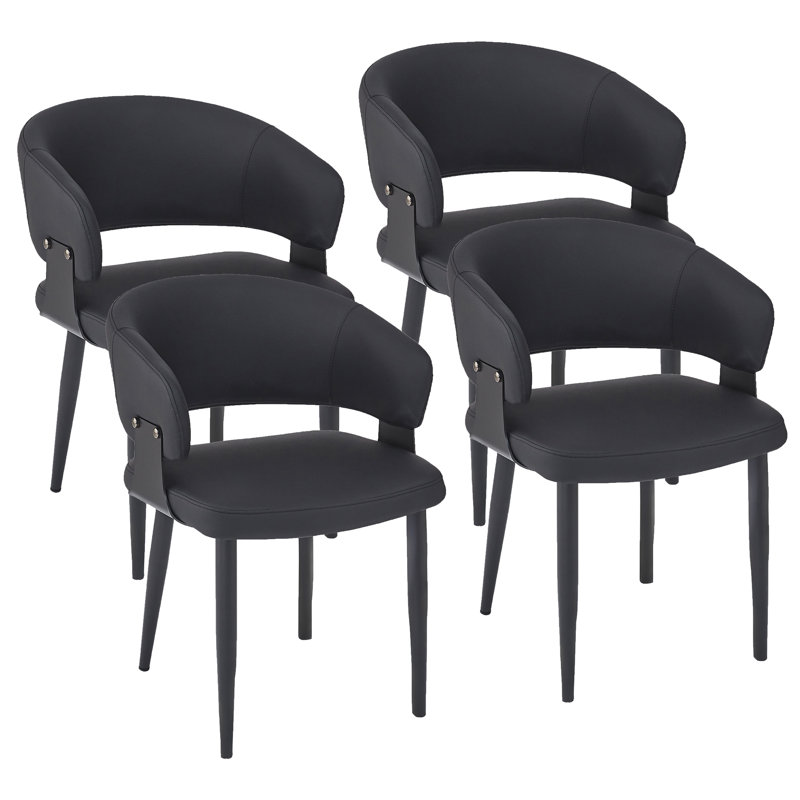 Latitude Run® Modern Faux Leather and Metal Dining Chair, Set of 4 ...
