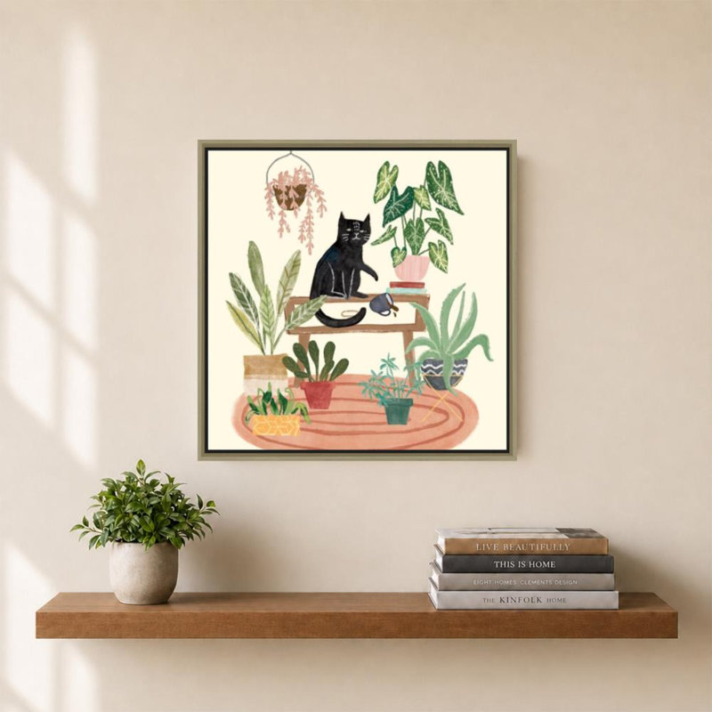 Urban Jungle II par Mary Urban - Impression sur toile, H 30 po x l 30 po, Cadre flottant biseauté, Champagne
