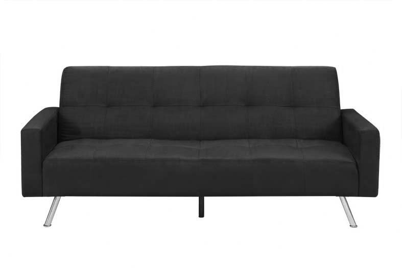 Puzzle 78.1'' Upholstered Sofa, Black Microfiber, Chrome