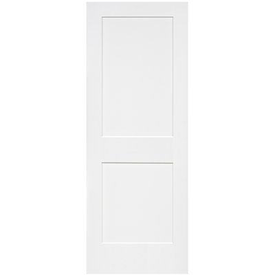 Slab Shaker 2-Panel White Solid Core Wood 80 in. x 24 in. with Jamb Kit