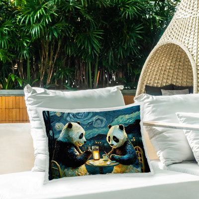 Coussin d'extérieur imprimé Starry Night Pandas par RC Ecommerce