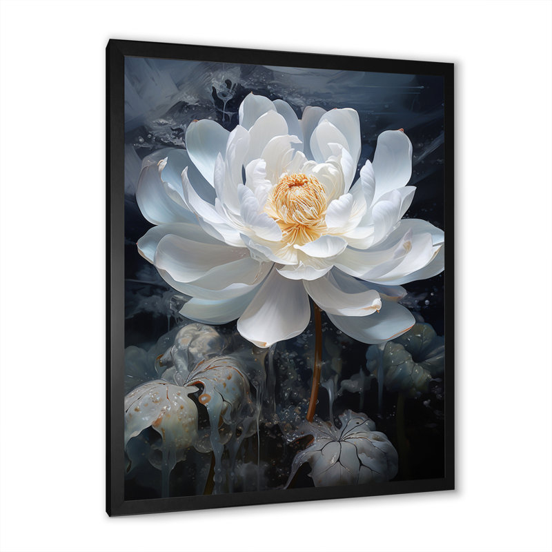 «Wareef White Flower Delicate Intricacy I», reproduction, Cadre photo noir, H 32 po x l 24 po x P 1 po