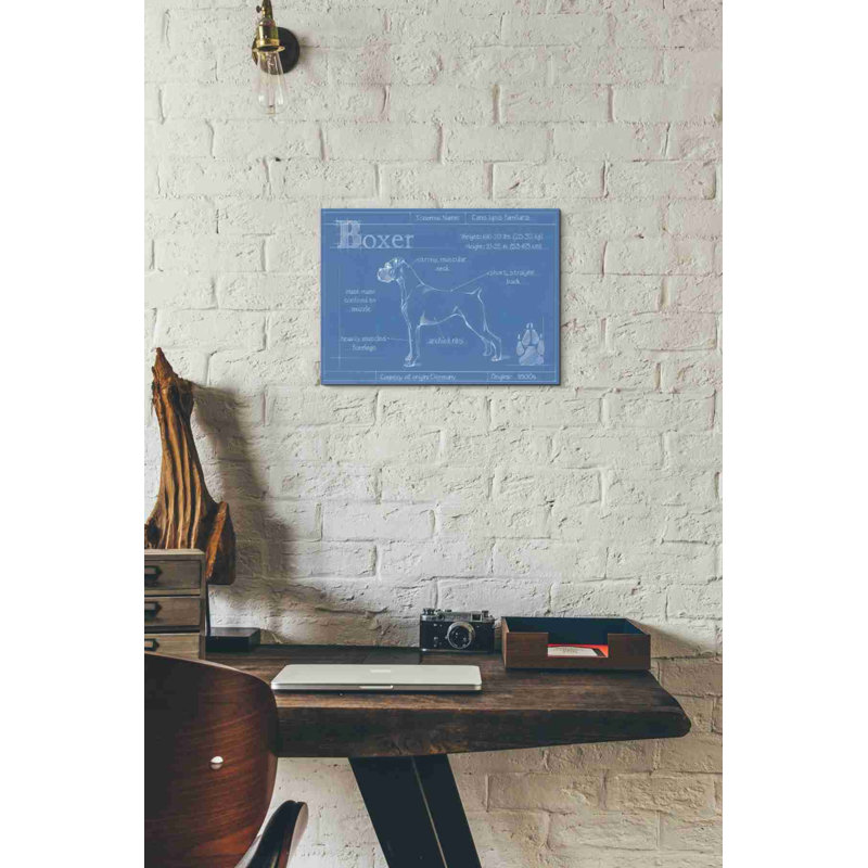 «Blueprint Boxer» par Ethan Harper, art mural sur toile, H 12 po x l 16 po x P 0,75 po