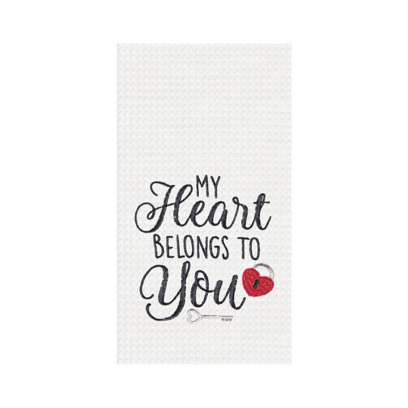 Heart Belongs To You Towel, White/Black/Red Heart Belongs To You