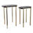 Decorative Side And End Nesting Tables With Quartz Top - Eye Catching Narrow Accent End Table For Living Room - Set Of 2, 24", Black