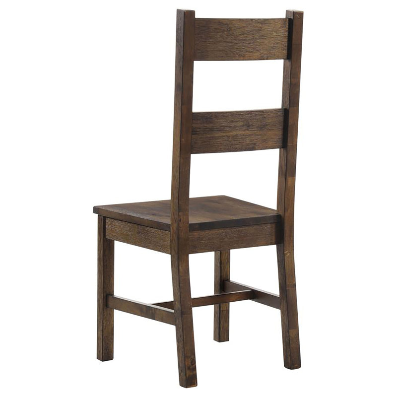 Chaises de salle à manger rustiques à dossier échelle (ensemble de 2) avec finition brun doré, parfaites pour les espaces décontractés et transitionnels