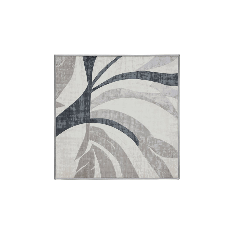 Machine Washable Gray Area Rug, Square 6'
