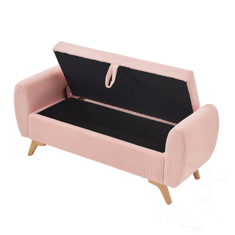Banc rembourré avec rangement, Rose, Rose