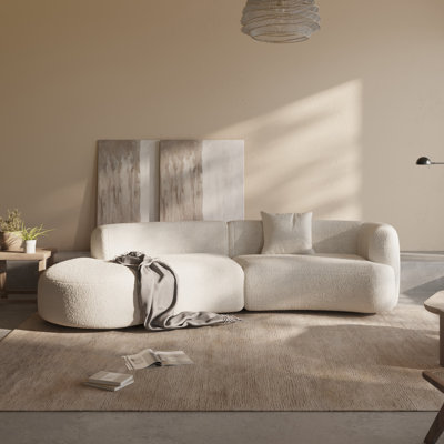 Formia Boucle Curved Sectional Sofa, 114" W Left Hand Facing, White