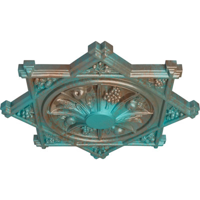 Endurathane Antilles Ceiling Medallion, 38 1/4"OD x 1 1/2"P (Fits Canopies up to 6"), Hand-Painted Copper Green Patina Finish