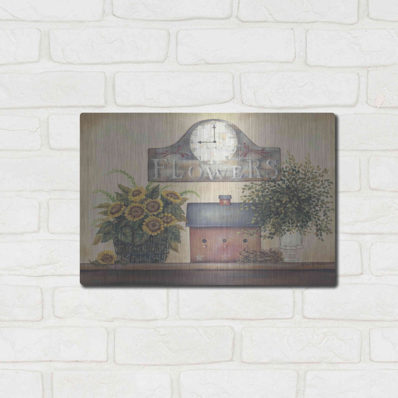 "Horloge fleurie" par Pam Britton, H 12 po x l 16 po
