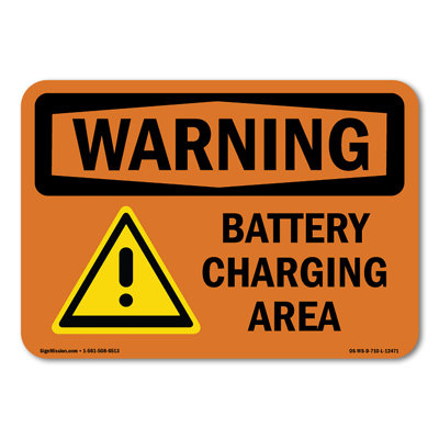 Battery Charging Area Aluminum Sign 10" X 7"