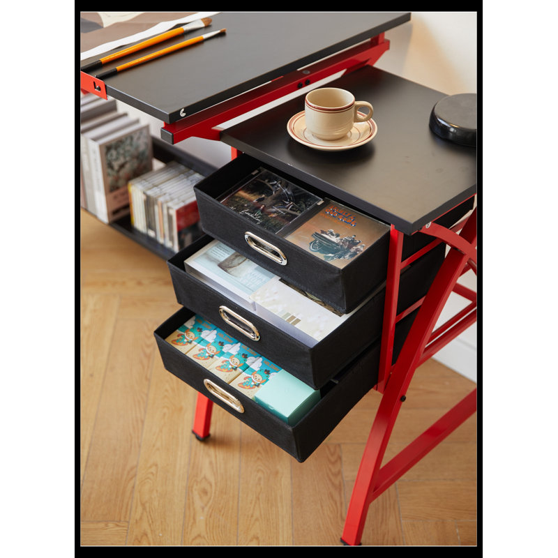 Table à dessin Mikayah, Noir / rouge
