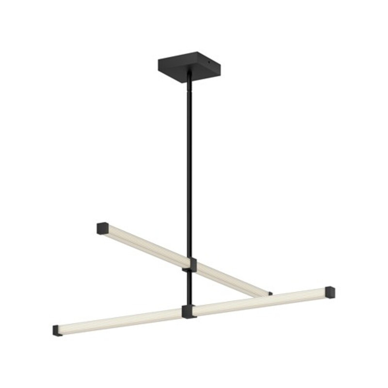 Black Acrylic Ribbed Diffuser Linear LED Chandelier, 32 in