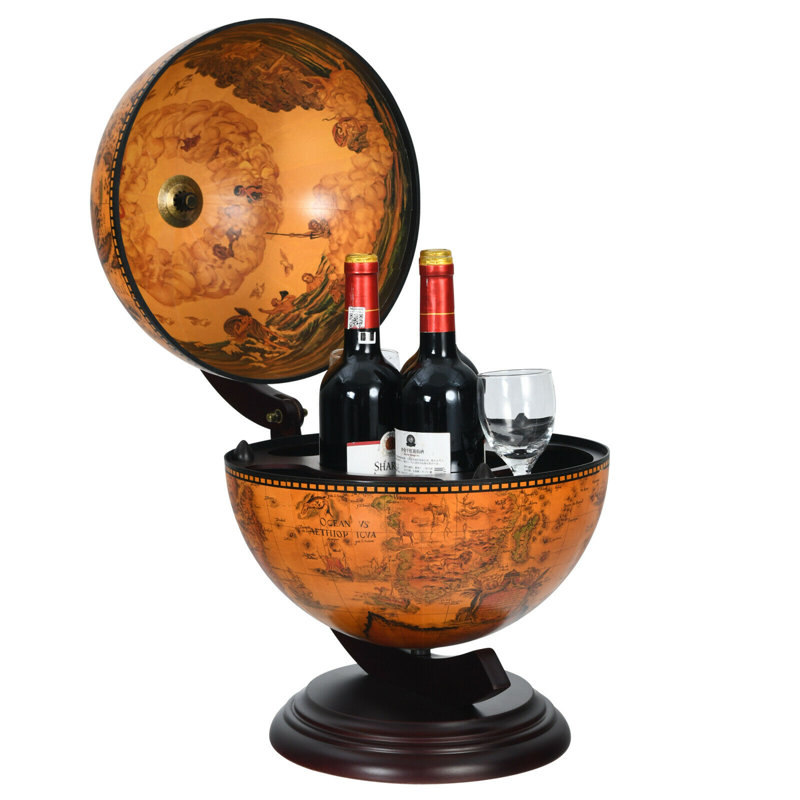 Debord 3 Bottle Solid Wood Tabletop Wine Bottle & Glass Rack in Coffee