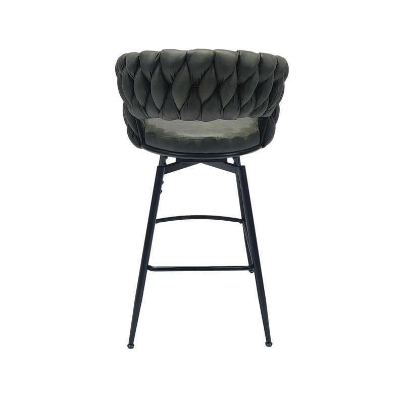 Tabourets de bar 28 po en tressage de 28 po en cuir technique (brun clair), pivotant sur 360 °, pour îlot de cuisine, restaurant, bar, tabourets pivotants brun clair, rembourrés, structure en métal, café,