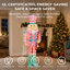 Décoration de Noël illuminée 61 pouces avec casse-noisette rose-1786517623
