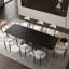 Ensemble de table de salle à manger 9 pièces Recline avec table de salle à manger extensible en pierre frittée de 110,23 po et 8 chaises en tissu-563794079-564613086