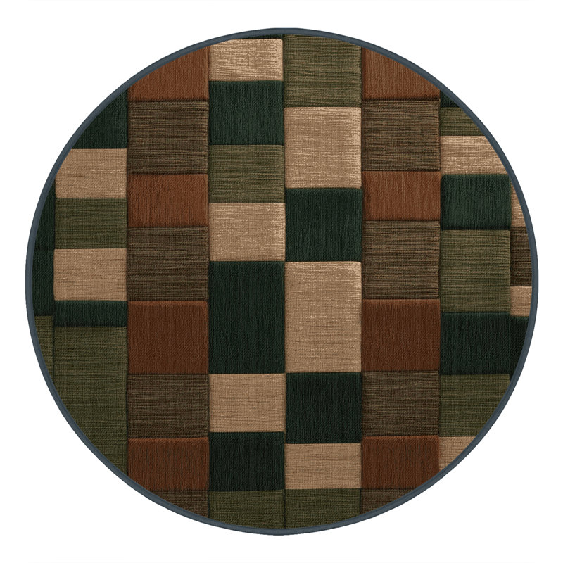 Tapis botanique brun lavable à la machine, Rond 3 pi