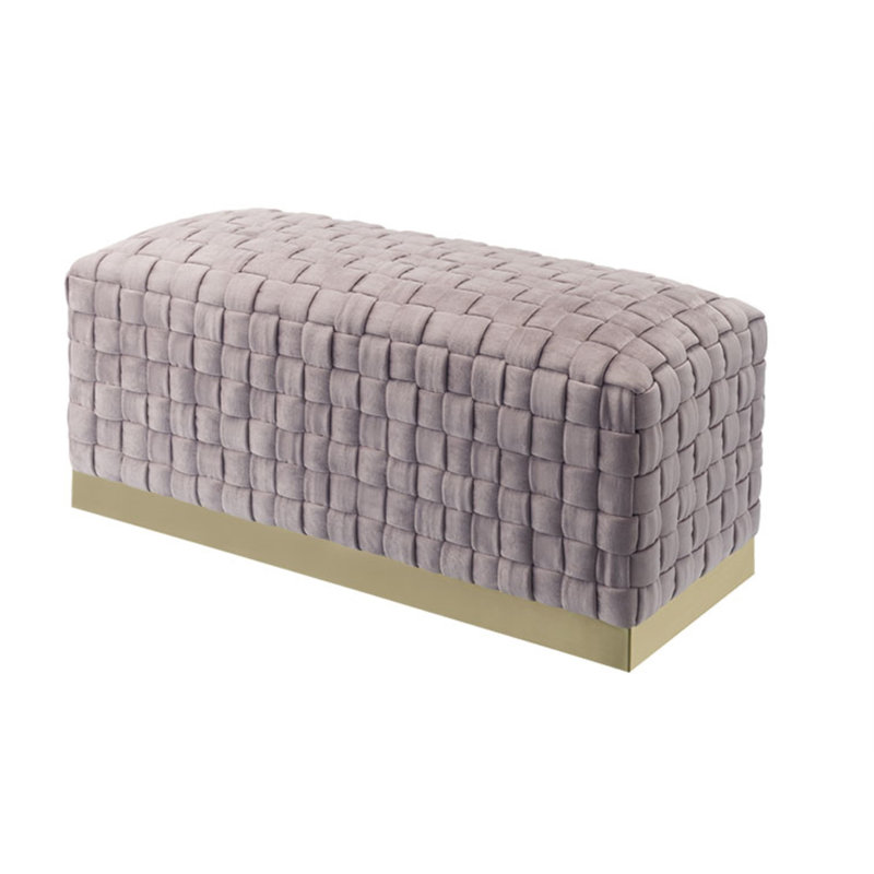 Tylani Velvet Upholstered Bench, Lilac, Gold