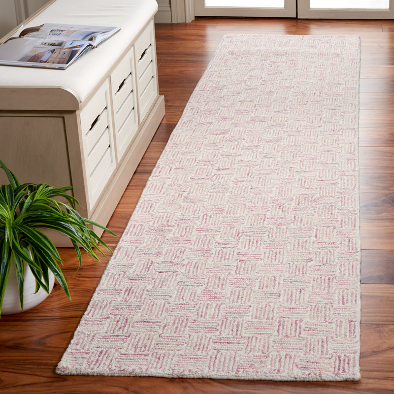 Leni Micro-Loop Area Rug In Pink/Ivory, Runner 2'3" x 9'